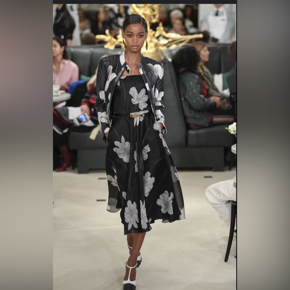 Ralph Lauren Spring 2019 Collection Purple Label Black Floral Silk